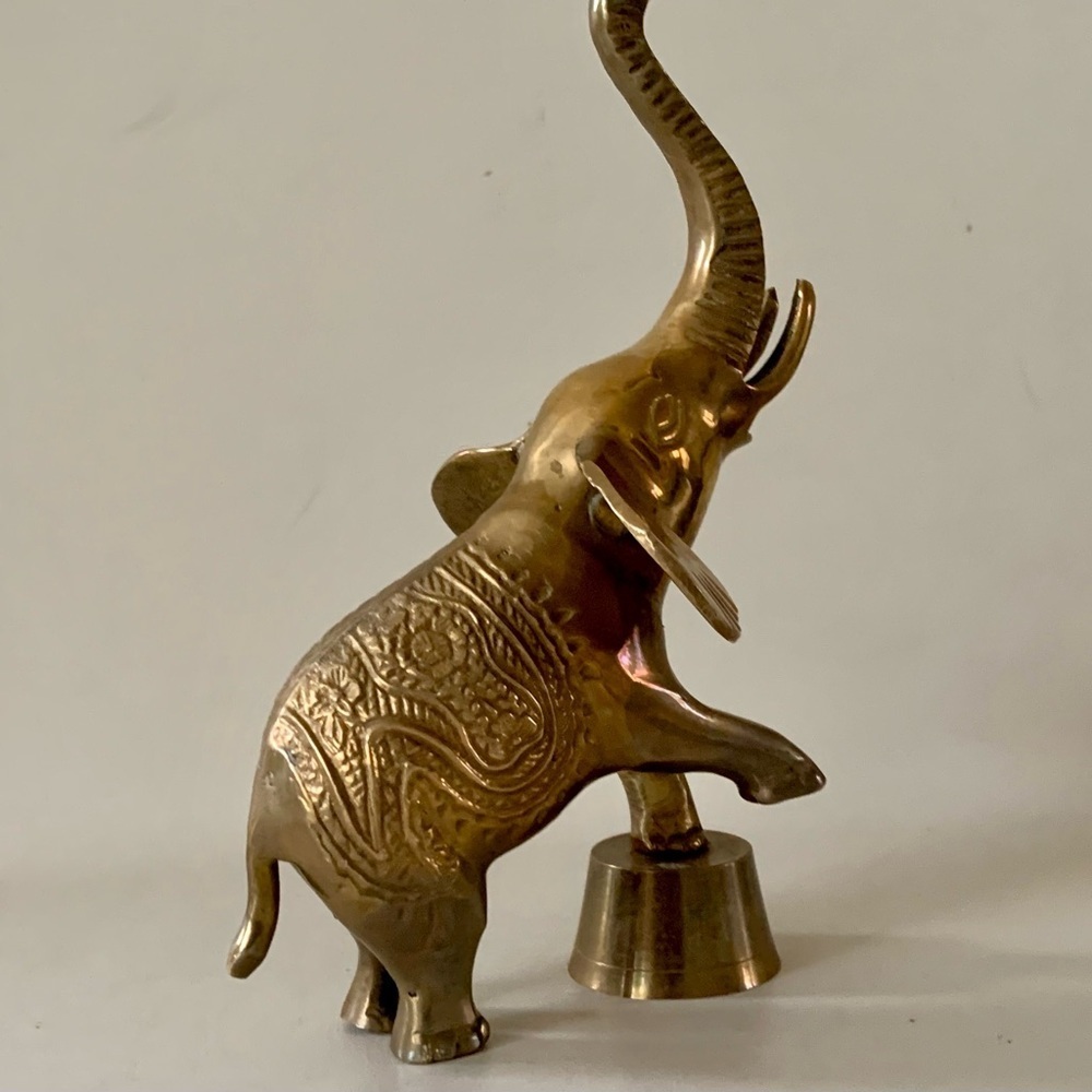 Vintage Brass Circus Elephant Standing On a Drum Stamped Body